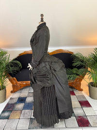 Antique Victorian Bustle Day Dress – American Satin Ensemble circa 1880