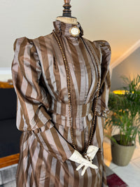 Antique Victorian Striped Day Dress – American Silk Ensemble circa 1891
