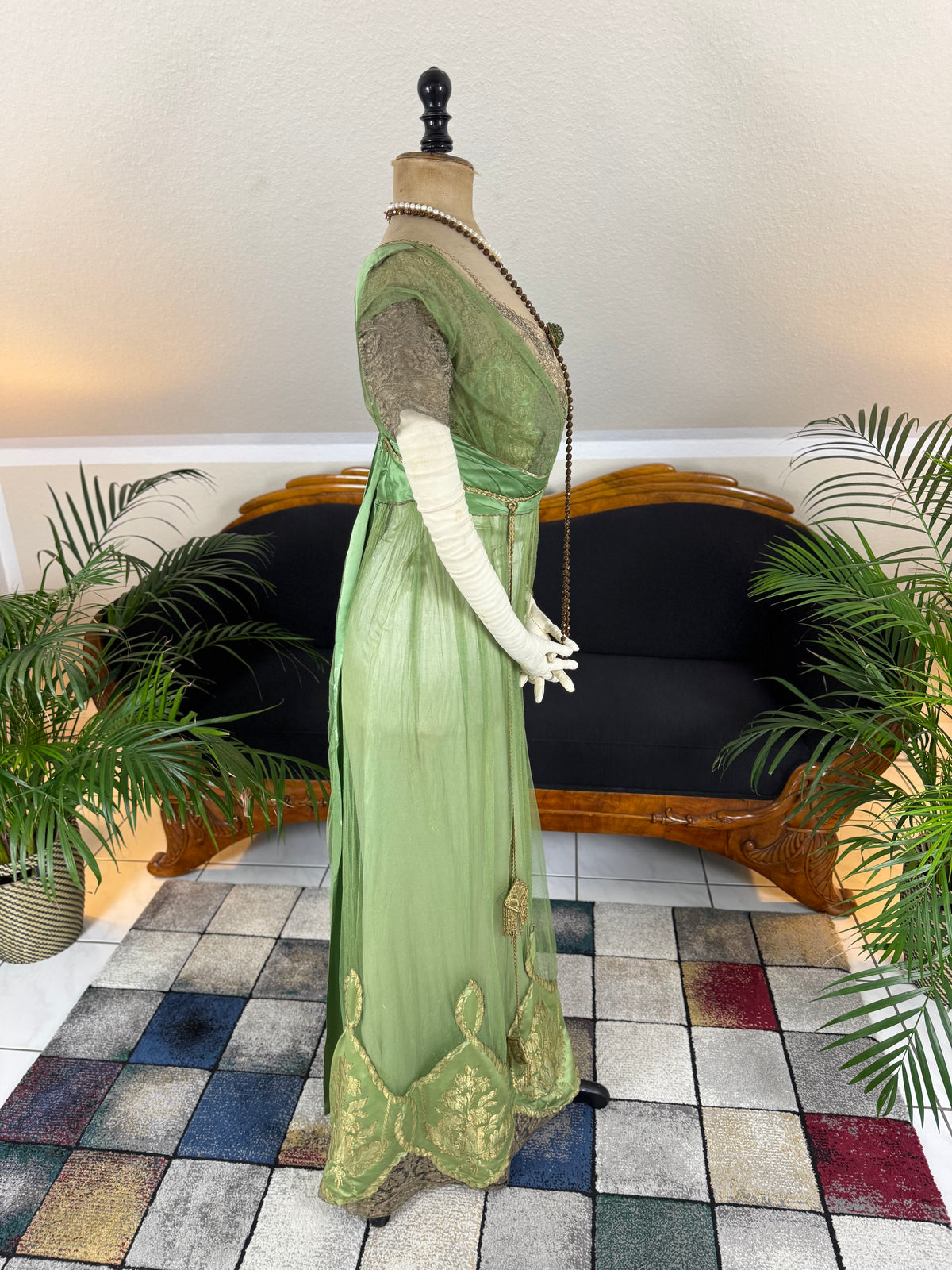 ALBERT FRANCK Jugendstil Abendkleid, Frankfurt am Main, ca. 1911 – Seltenes Hoflieferantenkleid