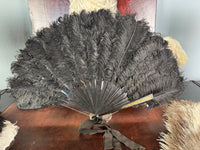 Set of Four Feather Fans and Three Antique Hand Fans – Late 19th to Early 20th Century