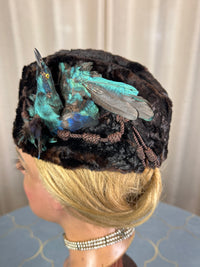 ROYAL Beaver Fur and Bird Hat, from the estate of Princess Clementine d'Orléans, Princess of Saxe-Coburg and Gotha-Koháry, ca. 1860