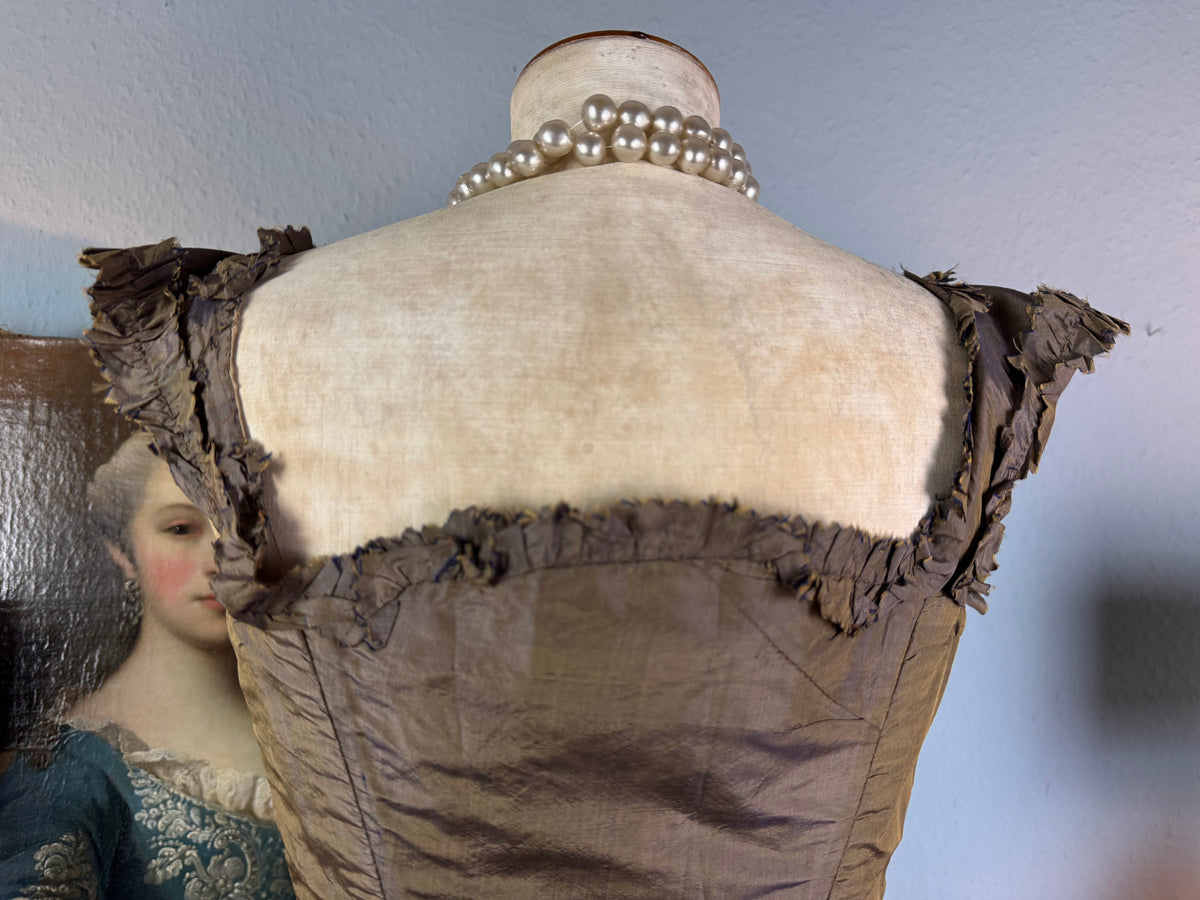 Rococo Bodice for a Young Girl, France, c. 1780 – Antique 18th‑Century Hand‑Sewn Garment