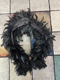 Antique Black Rooster Feather Boa, England, ca. 1928 – Rare 1920s Feather Accessory