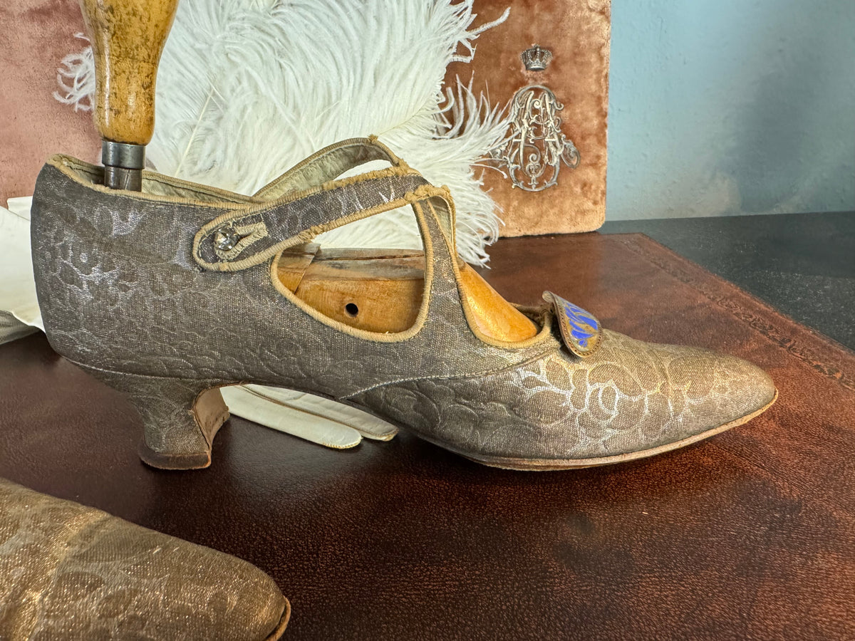 WIENER WERKSTÄTTE Shoes, Enamel Medaillons, Vienna, ca. 1910