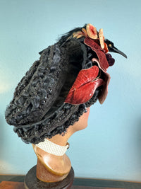 Antique Bird Hat, England, ca. 1904 – Edwardian Feather Trim Millinery