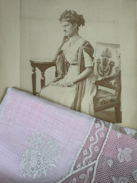 ROYAL Antique Pair of Lace Handkerchiefs with Tuscany–Württemberg Double Coat of Arms from the Wedding Trousseau of Archduchess Maria Immakulata, c. 1900