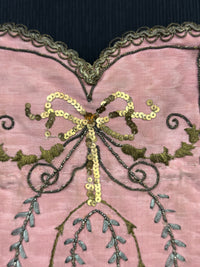 Regency Metalwork Reticule, ca. 1810 – Pink Moiré Grosgrain Bag with Silver & Gold Embroidery