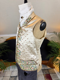 Antique Waistcoat & Blue Silk Knee‑Length Trousers, ca. 1790 – Embroidered Floral Menswear Ensemble