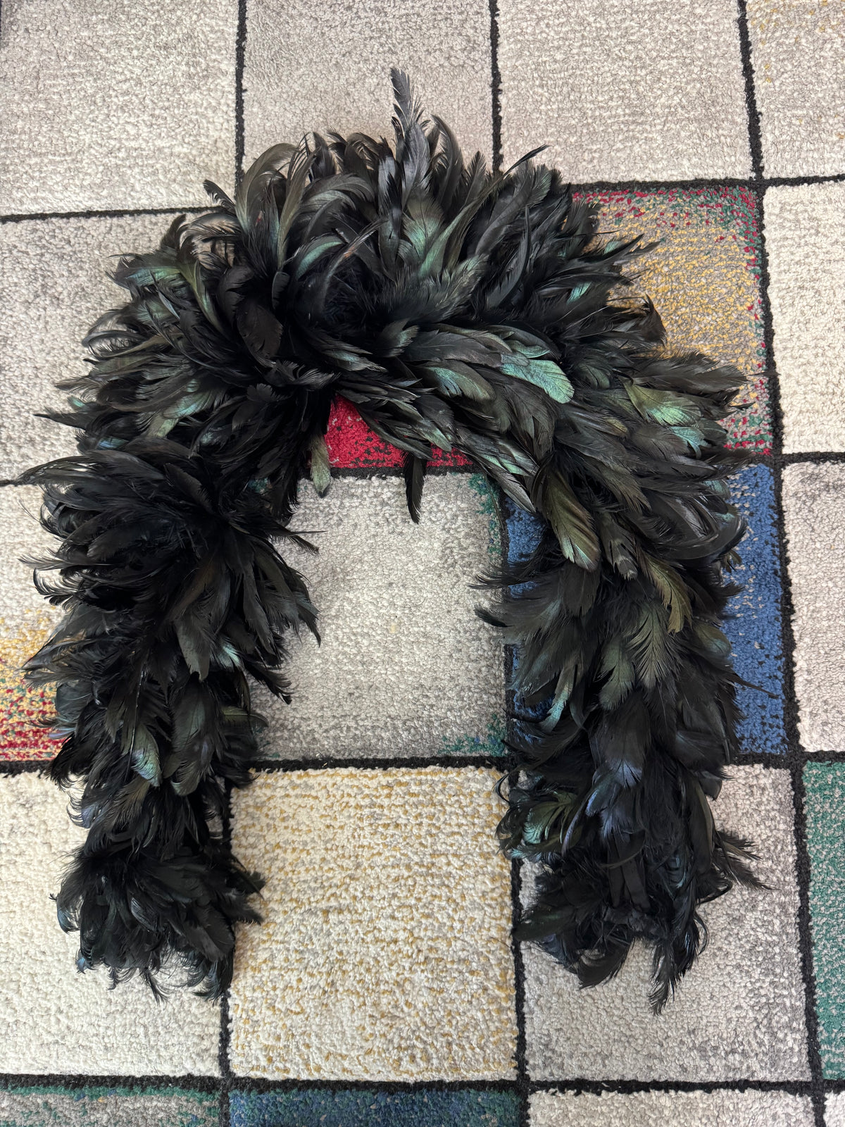 Antique Black Rooster Feather Boa, England, ca. 1928 – Rare 1920s Feather Accessory