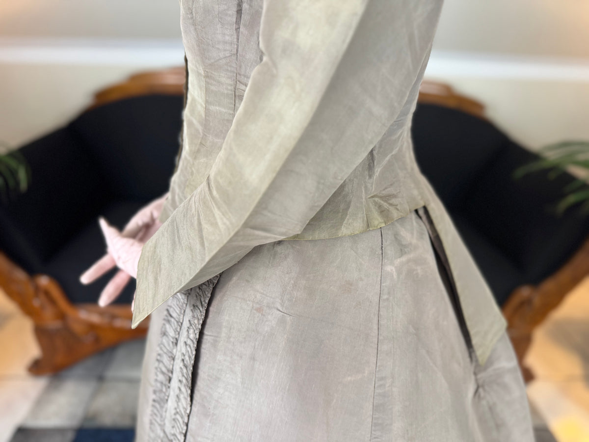 RILEY Silk Day Dress with Swallowtail Bodice, Stamford, ca. 1867