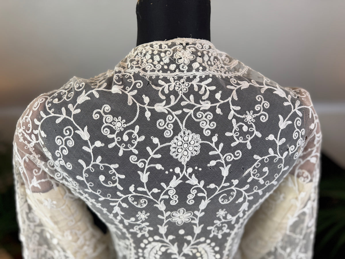 Edwardian White Embroidered Tulle Jacket, England, ca. 1906 – Decorative Overlay Garment