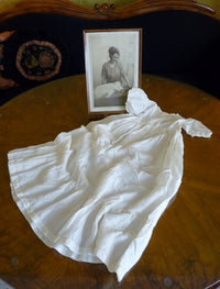 Christening Gown with Original Photo, England, ca. 1923 – Net Tulle & Lace, Silk Slip