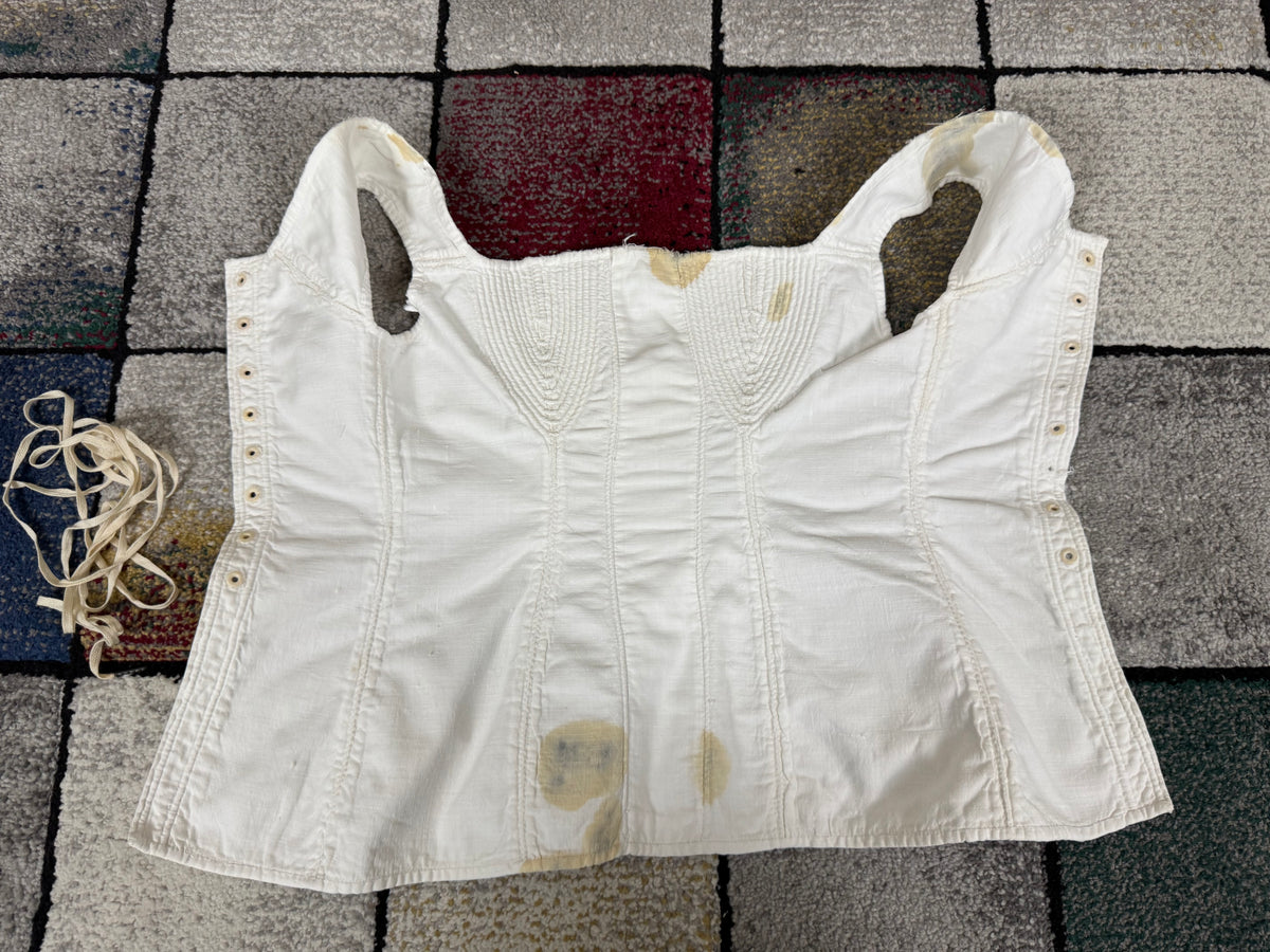 Corded Cotton Corset, ca. 1825–1830 – Regency Fashion, Rare Early 19th‑Century Example