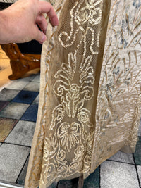 Antique Edwardian Evening Dress ca. 1908 – Painted Silk Panels & Crochet Lace Couture