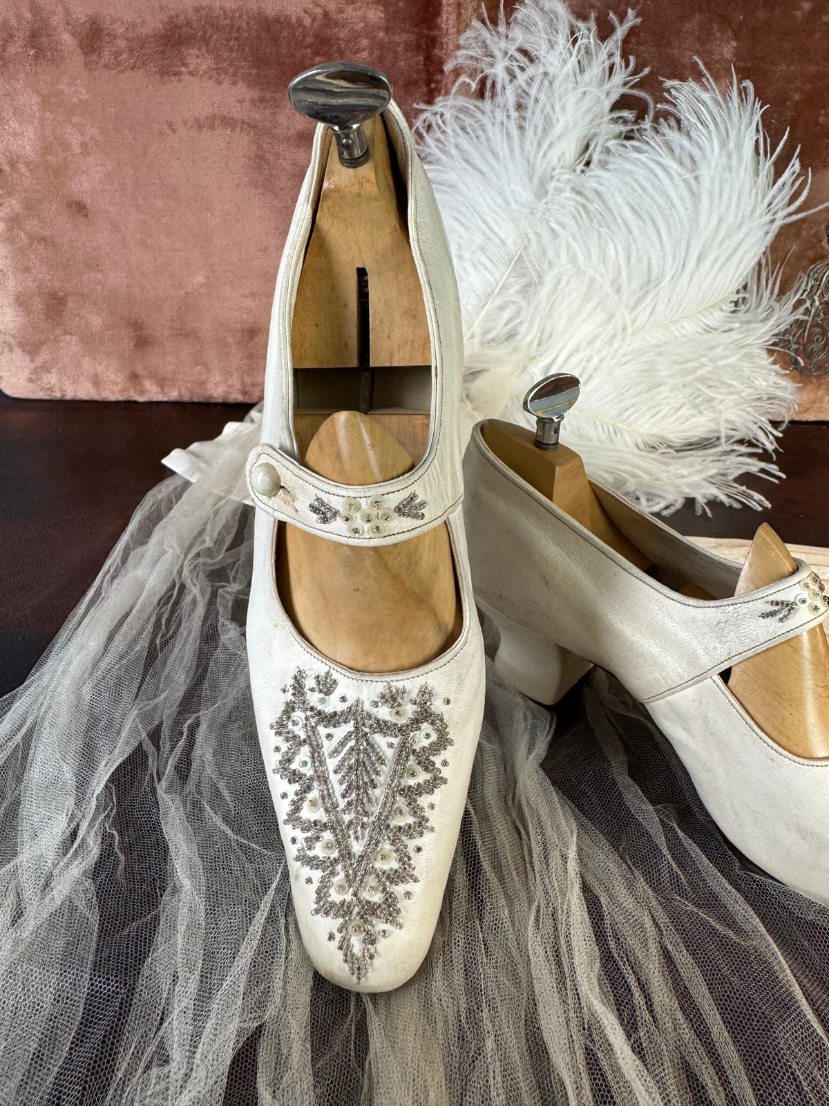 Antique Evening Shoes in Goatskin Leather, England, ca. 1907