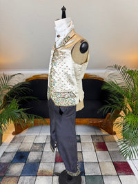 Antique Waistcoat & Blue Silk Knee‑Length Trousers, ca. 1790 – Embroidered Floral Menswear Ensemble