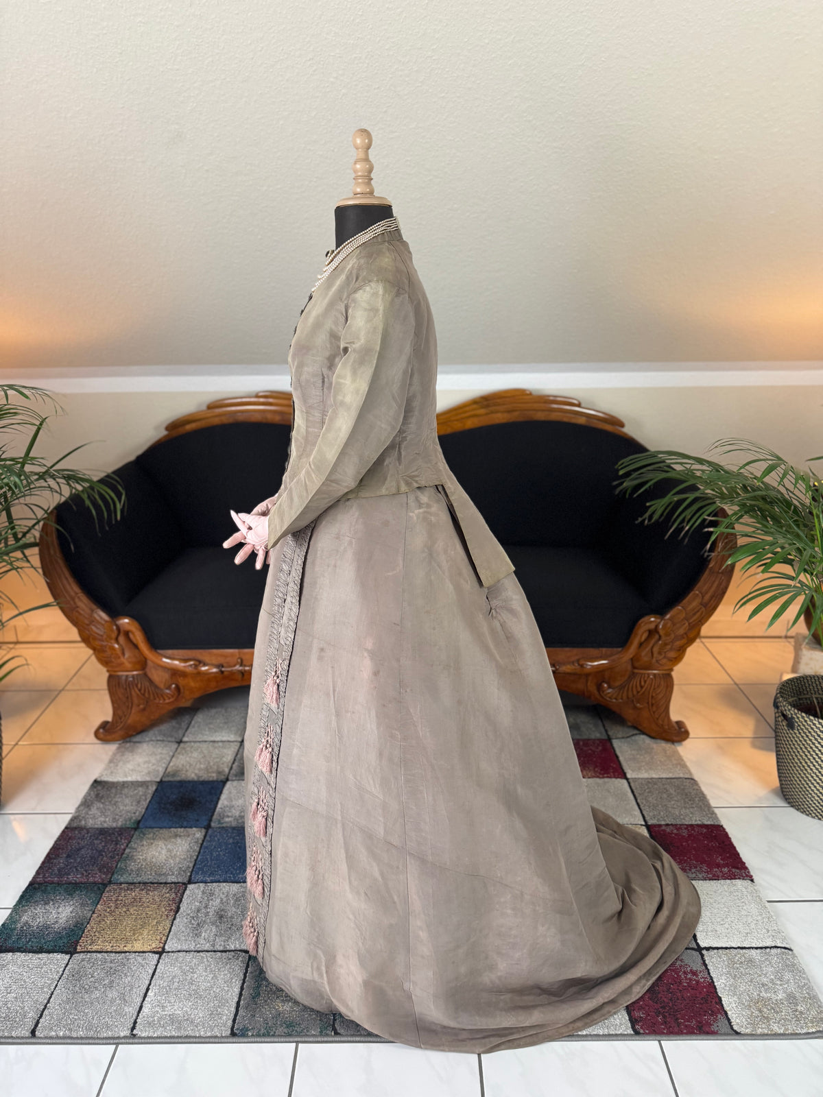 RILEY Silk Day Dress with Swallowtail Bodice, Stamford, ca. 1867