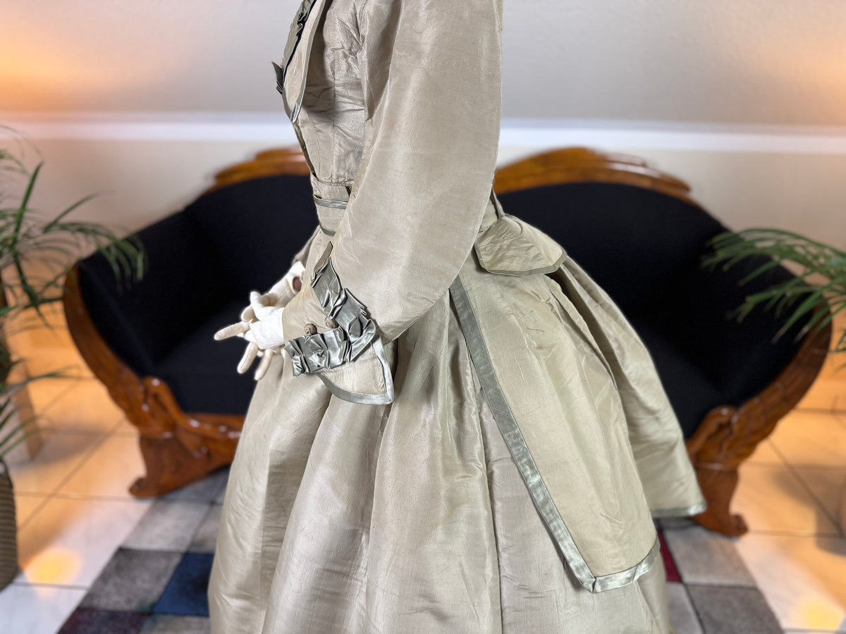 Antique Victorian Silk Gown, England, ca. 1868