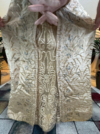 Antique Edwardian Evening Dress ca. 1908 – Painted Silk Panels & Crochet Lace Couture