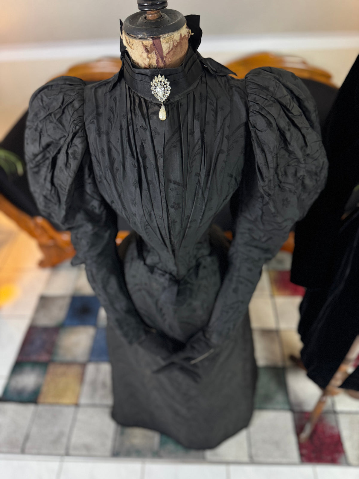 Victorian Silk Dress with Velvet Coat, ca. 1895 - Authentic American Antique Fashion