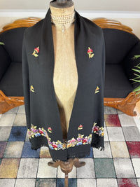 Wool Scarf with Embroidered Floral Motifs, ca. 1900