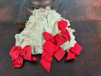 Victorian Lace Bonnet with Red Ribbons, England, ca. 1870