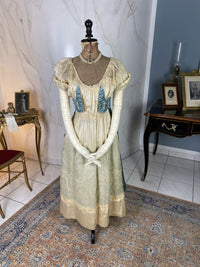 Chantilly & Sky Blue Satin Evening Dress, ca. 1914