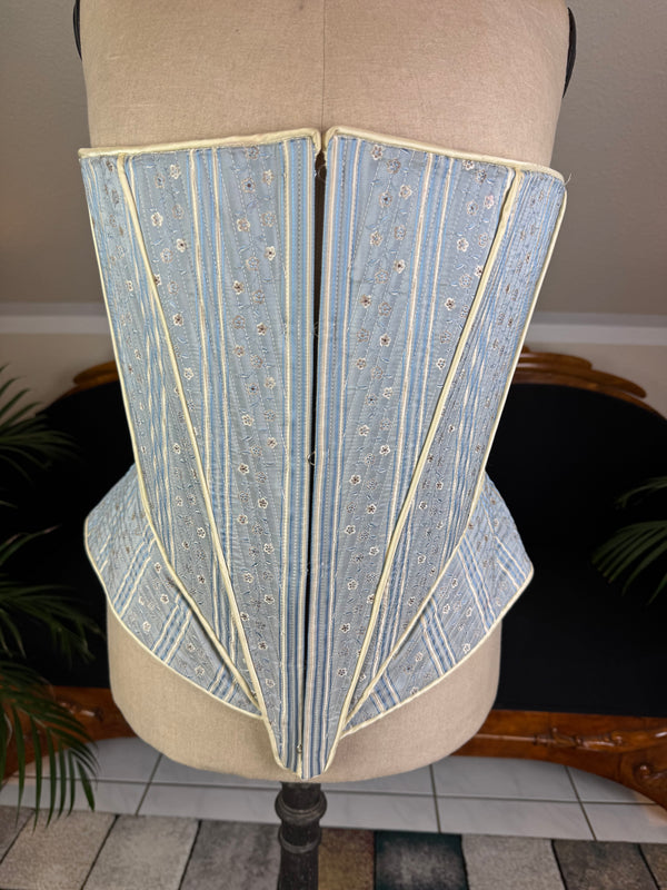 Vintage Blue Silk Corset, English Manufactory, 18th‑Century Style