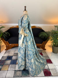 Robe à la Française in blue and cream silk damask – Authentic Eighteenth‑Century Gown, ca. 1770