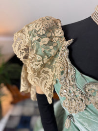 Antique ROUFF Paris Green Velvet Evening Dress – Victorian Couture ca. 1898