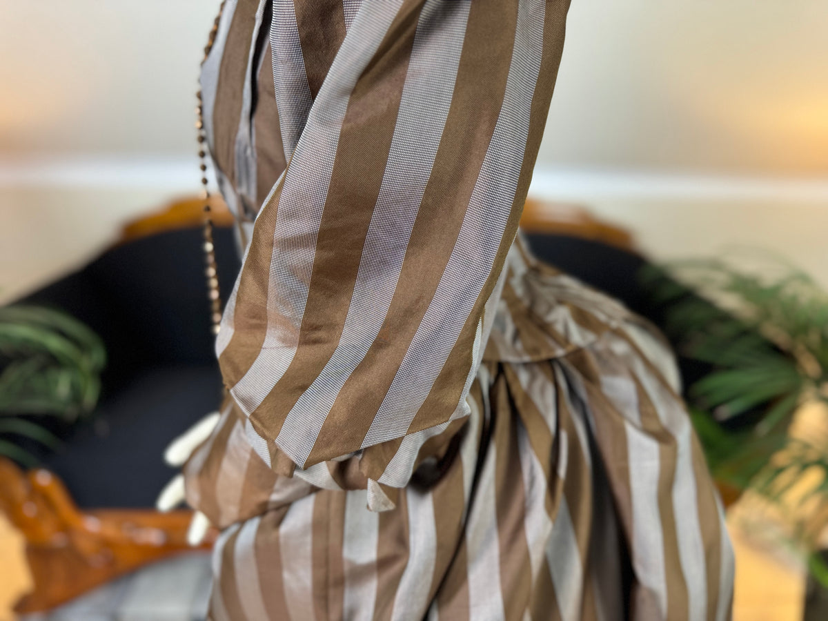 Antique Victorian Striped Day Dress – American Silk Ensemble circa 1891
