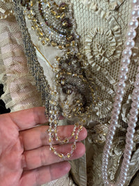 Antique Edwardian Evening Dress ca. 1908 – Painted Silk Panels & Crochet Lace Couture