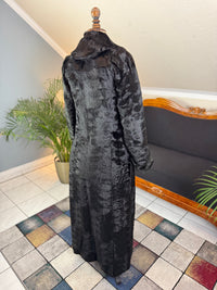 Edwardian ca. 1904 Long Black Faux Beaver‑Fur Coat – Victor Tailoring Co., Chicago