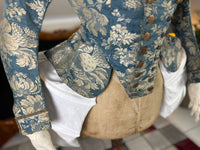 Rococo Caraco 1750 – Blue‑White Floral Silk, Riding‑Style Jacket