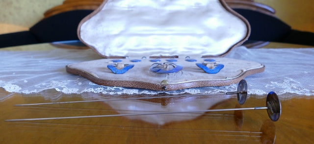 HENRY MATTHEWS Service de table ancien en argent et émail, Birmingham, 1910