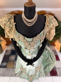 Antique ROUFF Paris Green Velvet Evening Dress – Victorian Couture ca. 1898