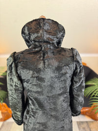 Edwardian ca. 1904 Long Black Faux Beaver‑Fur Coat – Victor Tailoring Co., Chicago