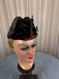ROYAL Beaver Fur and Bird Hat, from the estate of Princess Clementine d'Orléans, Princess of Saxe-Coburg and Gotha-Koháry, ca. 1860