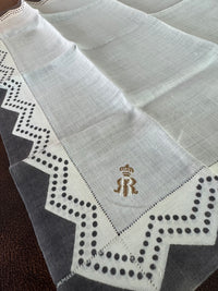 ROYAL Antique Mourning Handkerchief Collection, 19 Pieces with Württemberg Monograms, c. 1900