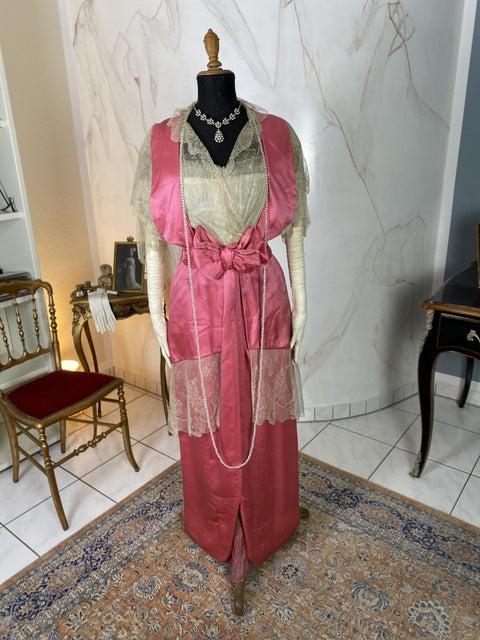 Pink Satin Titanic Era Evening Dress, ca. 1912 – ANTIQUE GOWN