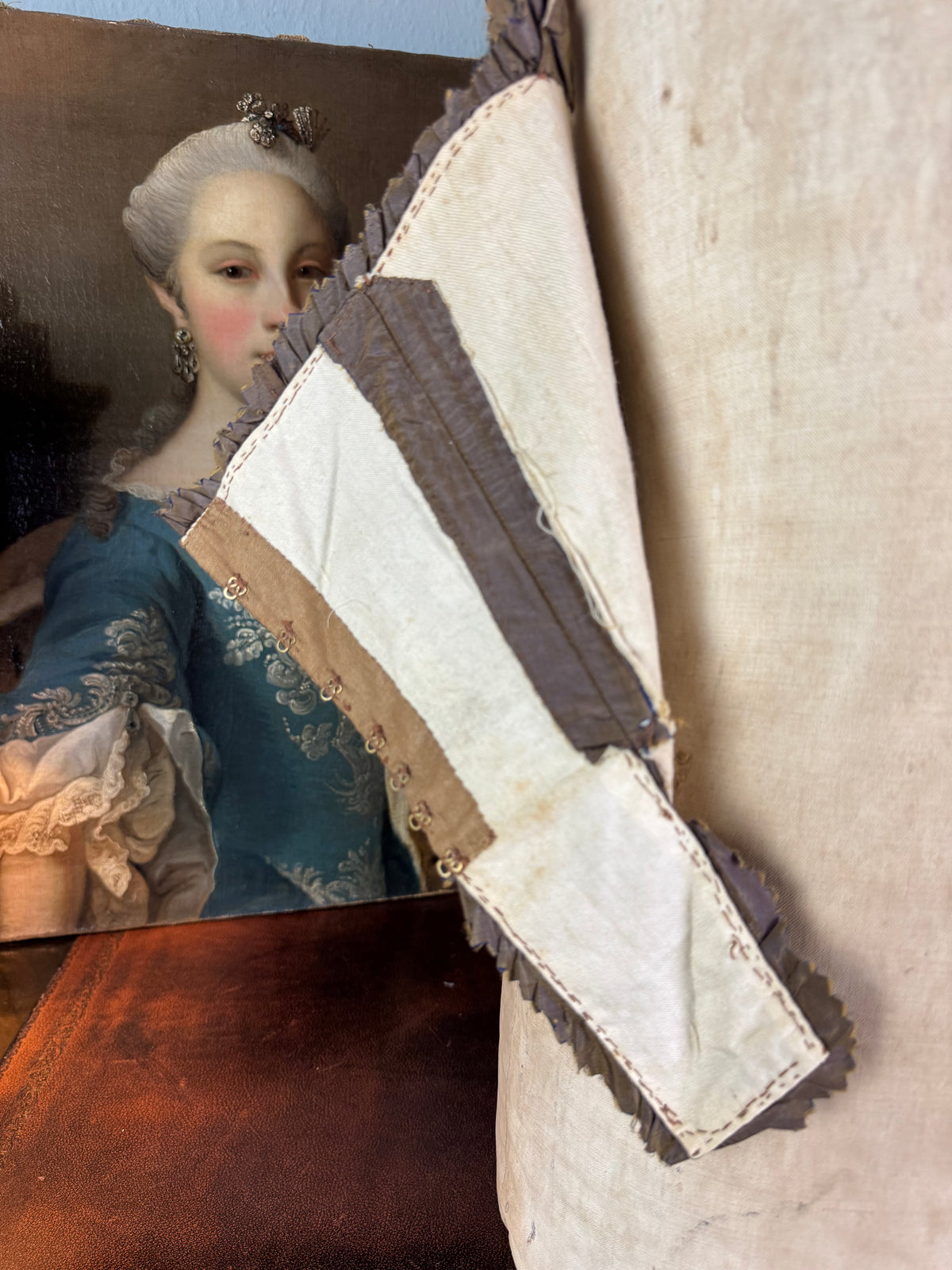Rococo Bodice for a Young Girl, France, c. 1780 – Antique 18th‑Century Hand‑Sewn Garment