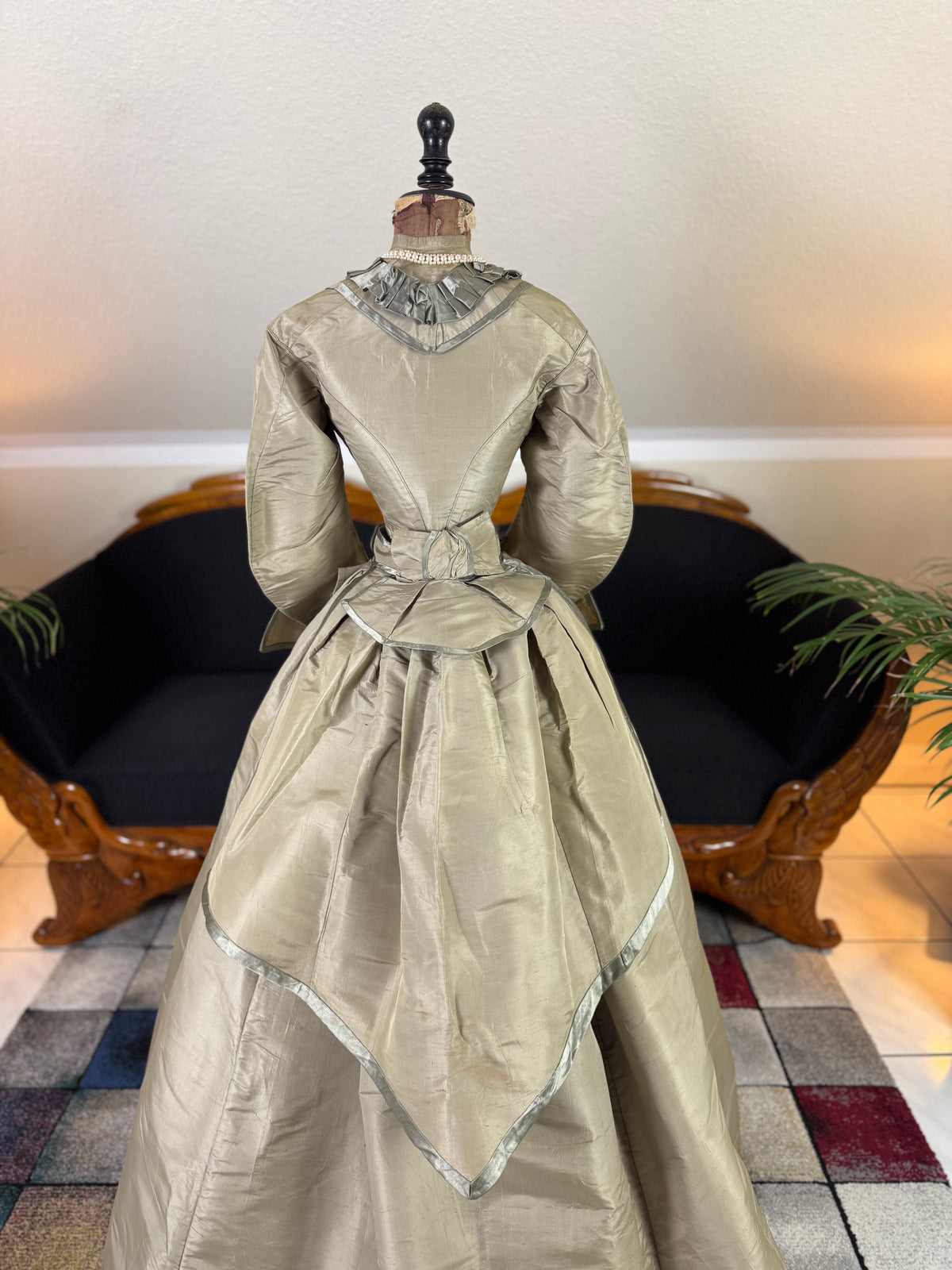 Antique Victorian Silk Gown, England, ca. 1868