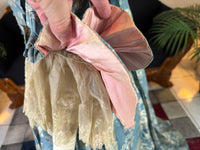 Robe à la Française in blue and cream silk damask – Authentic Eighteenth‑Century Gown, ca. 1770