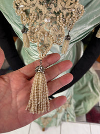 Antique ROUFF Paris Green Velvet Evening Dress – Victorian Couture ca. 1898