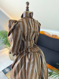Antique Victorian Striped Day Dress – American Silk Ensemble circa 1891
