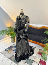 MARC WALTER Exceptional Evening Gown ca. 1904 – Parisian Couture Lace, Tulle & Velvet Masterpiece