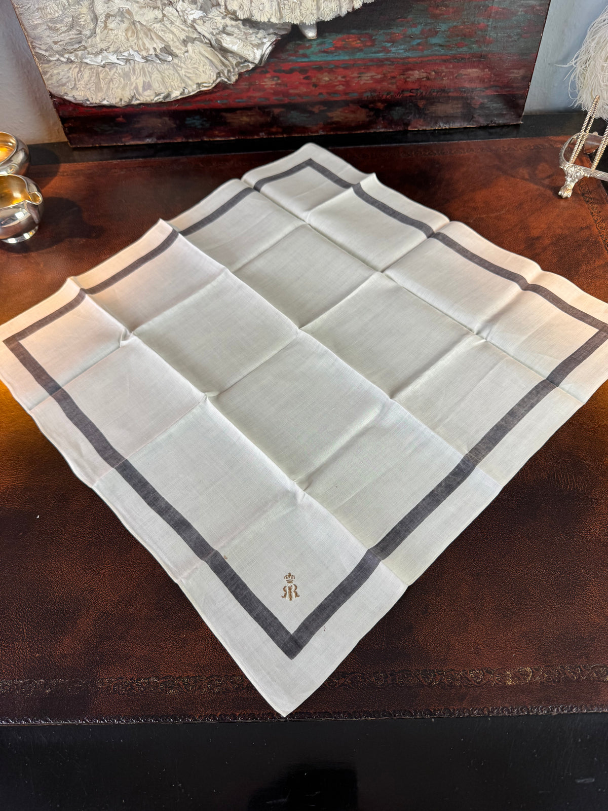 ROYAL Antique Mourning Handkerchief Collection, 19 Pieces with Württemberg Monograms, c. 1900