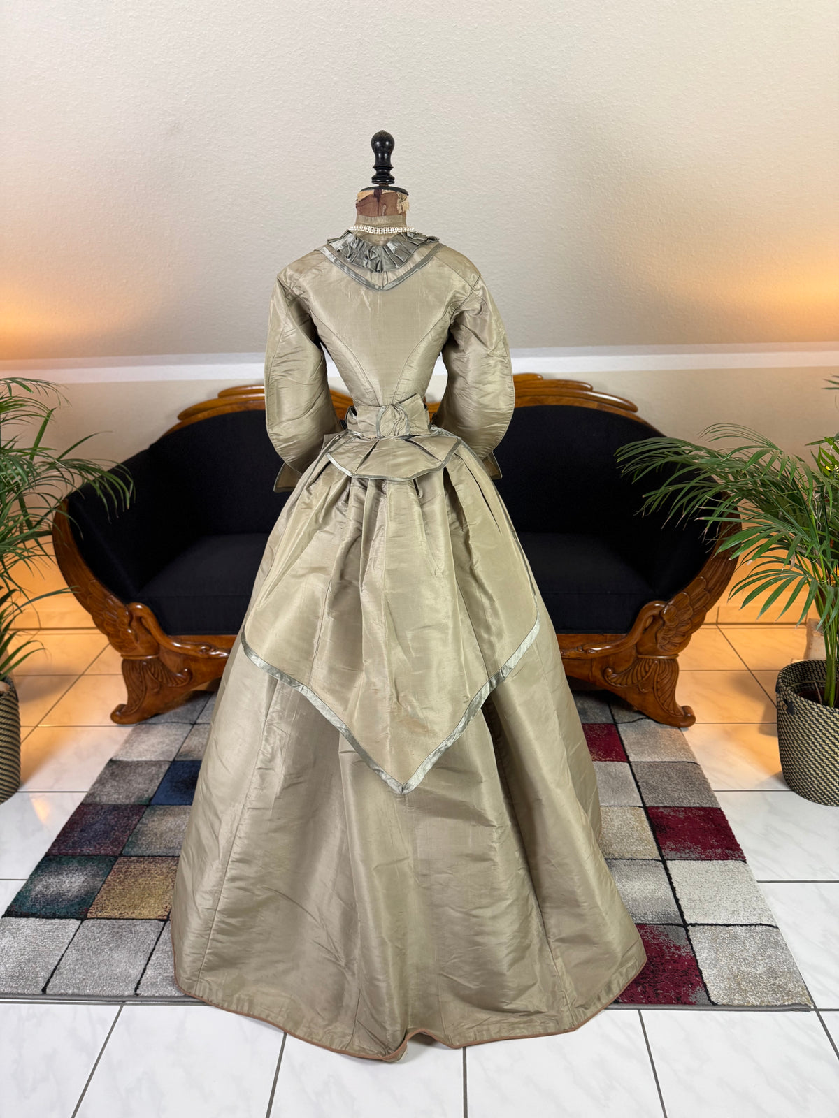Antique Victorian Silk Gown, England, ca. 1868
