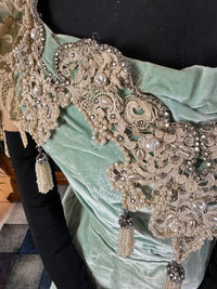 Antique ROUFF Paris Green Velvet Evening Dress – Victorian Couture ca. 1898
