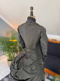Antique Victorian Bustle Day Dress – American Satin Ensemble circa 1880